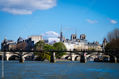 Ile de la Cite and Notre Dame viewed from the river Seine, Paris