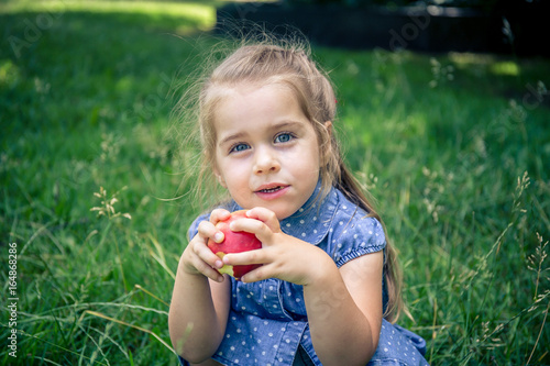 girl with  red apple