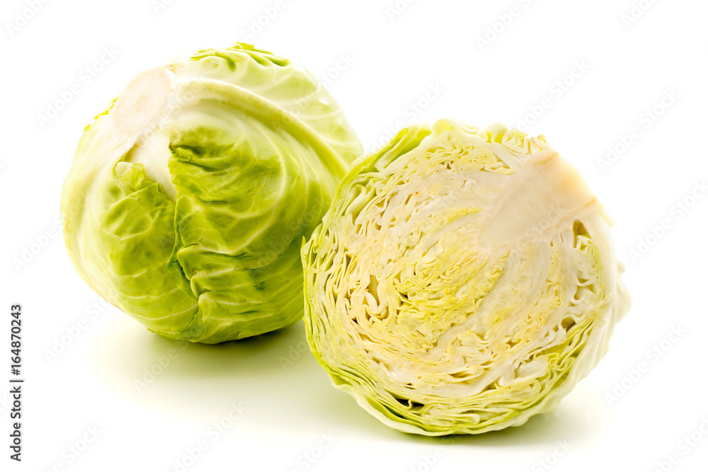 Green cabbage closeup isolated Green cabbage closeup isolated