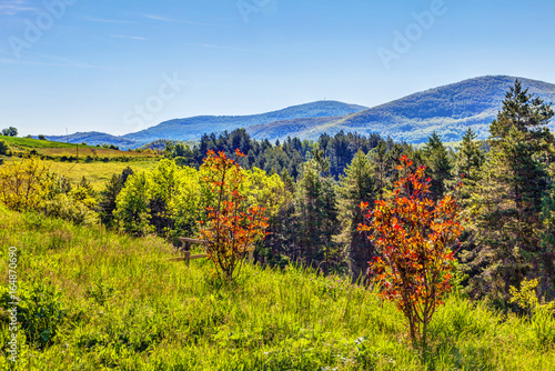 Obraz na płótnie Slopes, hills and mountains around the monastery Sopocani, HDR Image. w salonie
