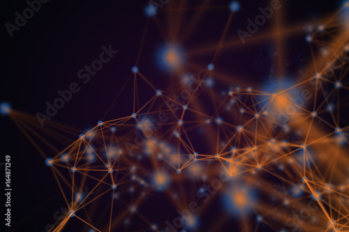 Abstract technology communication concept. Connecting lines and dots on a dark background