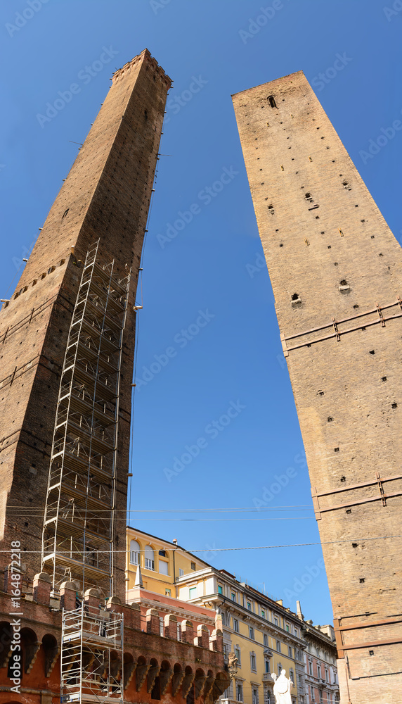 The tower of the Asinelli and Garisenda in Bologna (Italy)