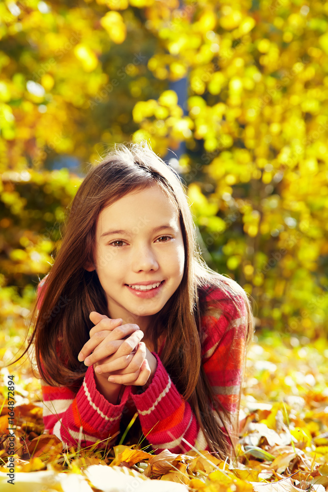 Girl with leaves