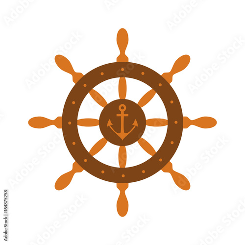 Colorful handwheel icon with anchor.