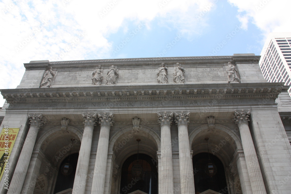New York City Public Library Entrance in Manhattan