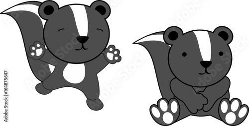 sweet baby skunk cartoon set in vector format very easy to edit