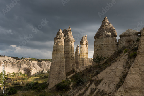 Love valley with beautiful rocks in the shape of penis, Cappadocia, Turkey