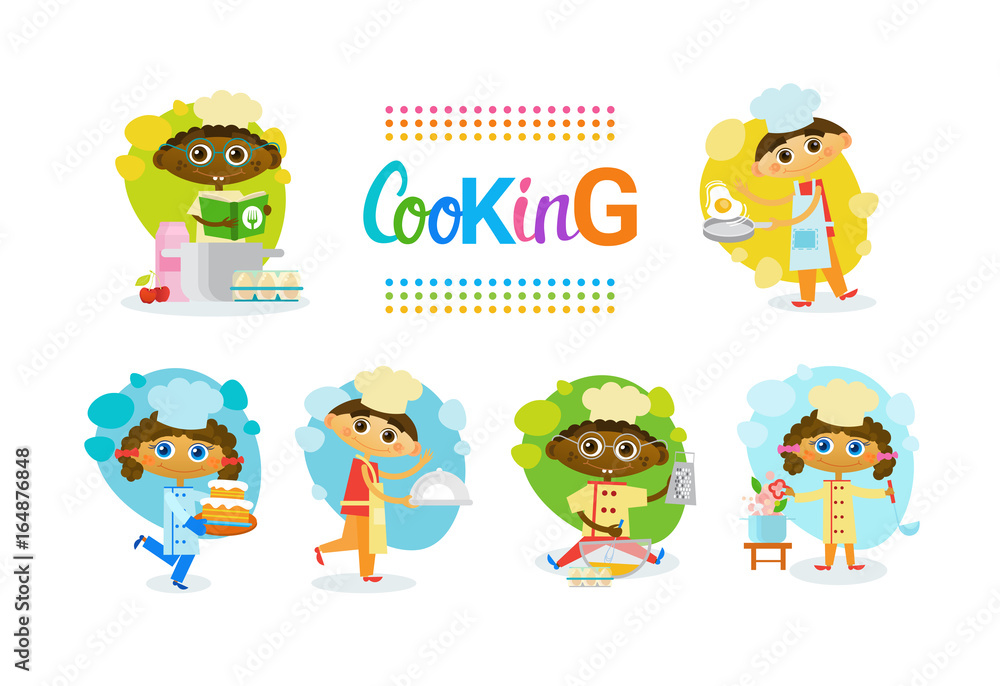 Cooking With Kids Children Culinary Classes Hobby Development Vector Illustration
