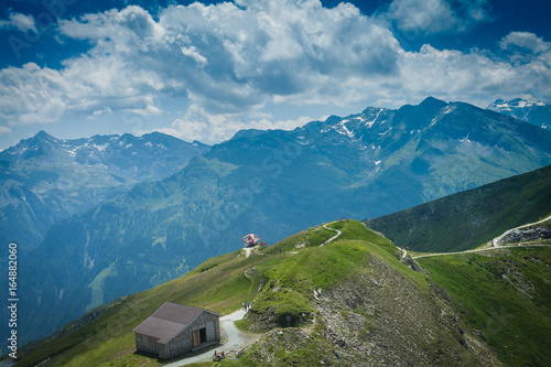 Funicular in the Austrian Alps in the summer season