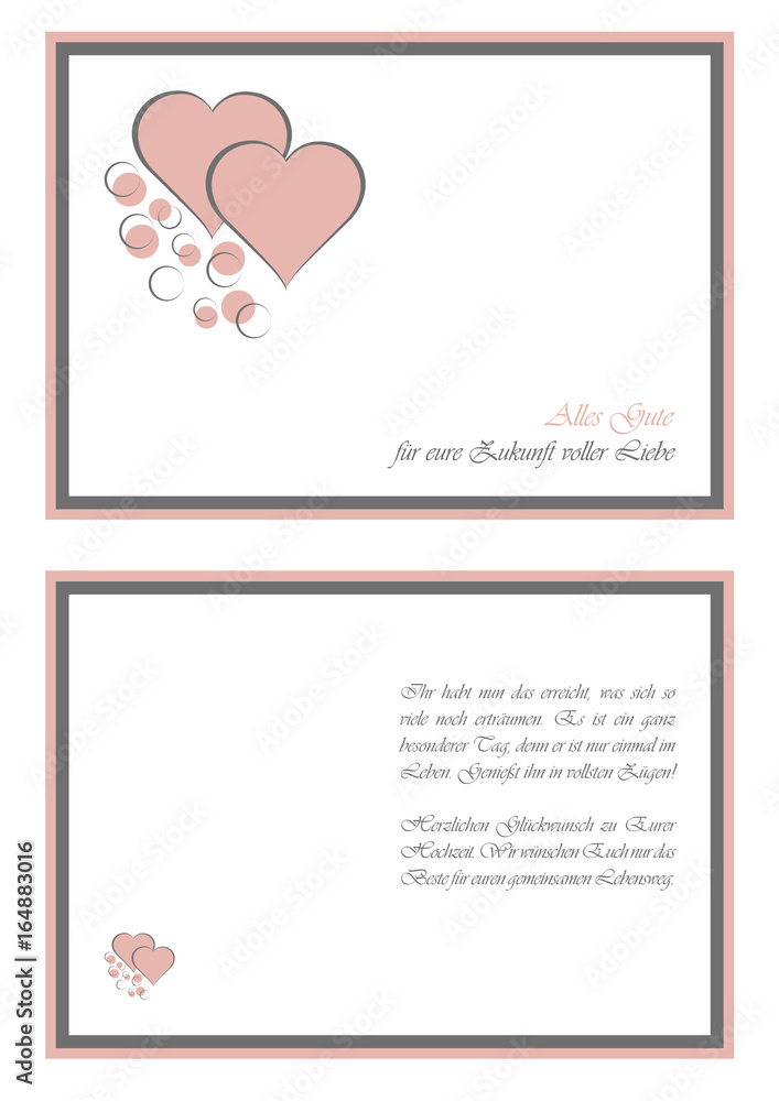 Hochzeitskarte mit zwei Herzen Editierbar Adobe