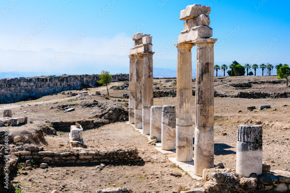 Roman columns at Hieropolis, Pamakkule, Turkey