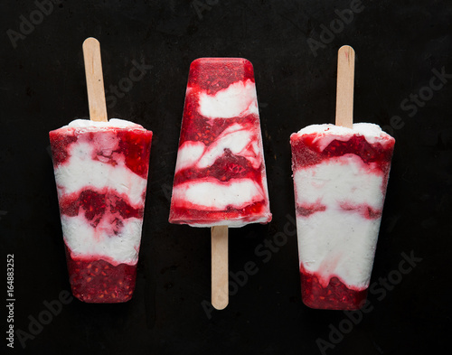 Strawberry ice cream on stick