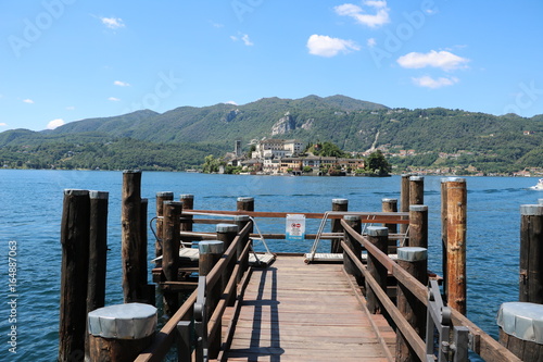 Island of San Giulio at Lake Orta in summer, Piedmont Italy 