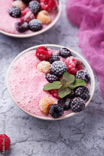 Smoothie bowl with frozen berry