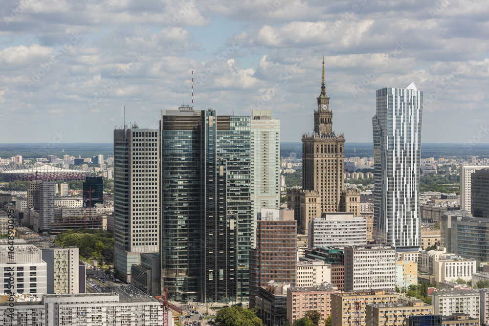 Naklejka premium Panorama śródmieścia Warszawy