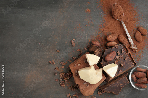 Composition of cocoa products on table