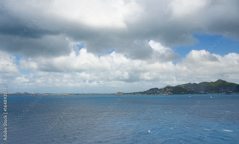 Simpson Bay and Great Bay - Philipsburg Sint Maarten ( Saint Martin ) - Caribbean tropical island Simpson Bay and Great Bay - Philipsburg Sint Maarten ( Saint Martin ) - Caribbean tropical island