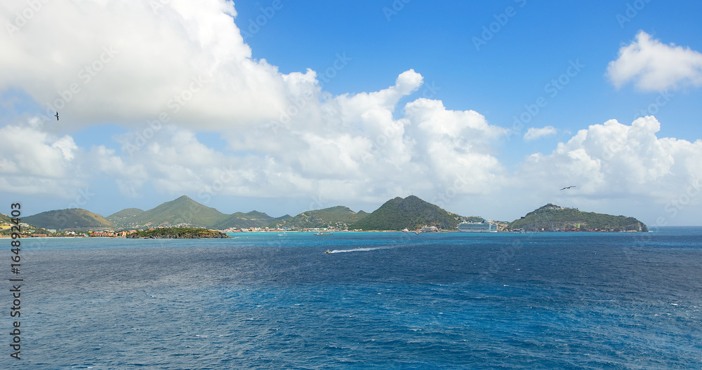 Simpson Bay and Great Bay - Philipsburg Sint Maarten ( Saint Martin ) - Caribbean tropical island Simpson Bay and Great Bay - Philipsburg Sint Maarten ( Saint Martin ) - Caribbean tropical island