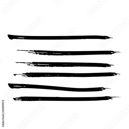 Set of black paint, ink brush strokes, lines. Dirty artistic design elements. Vector eps10.