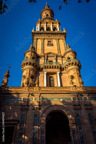 The tower in plaza de espana in Seville, Spain, Europe