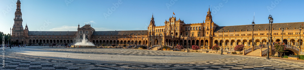 Panoroma of plaza de espana in Seville, Spain, Europe