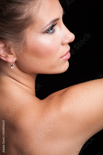 beauty young blonde woman portrait profile studio