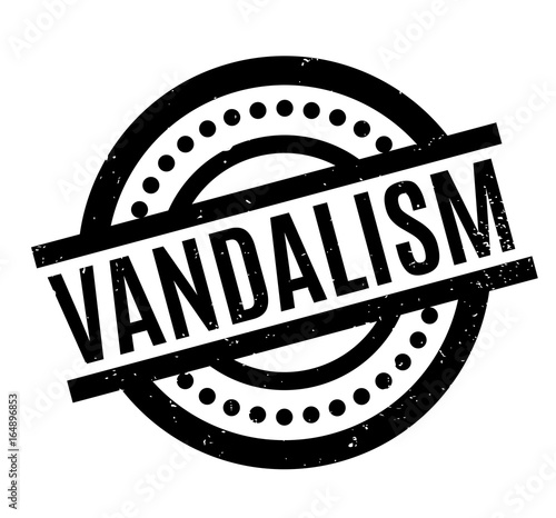 Vandalism rubber stamp. Grunge design with dust scratches. Effects can be easily removed for a clean, crisp look. Color is easily changed.