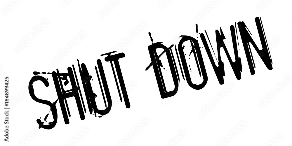 Fototapeta premium Shut Down rubber stamp. Grunge design with dust scratches. Effects can be easily removed for a clean, crisp look. Color is easily changed.
