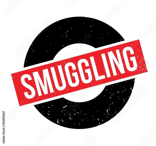 Smuggling rubber stamp. Grunge design with dust scratches. Effects can be easily removed for a clean, crisp look. Color is easily changed.