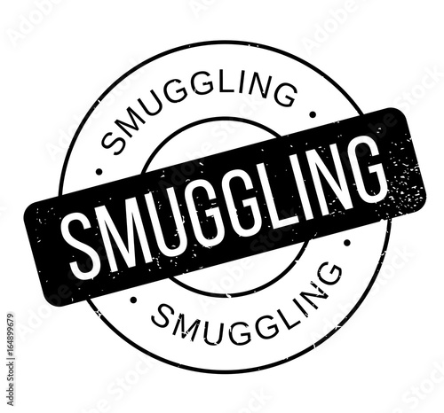 Smuggling rubber stamp. Grunge design with dust scratches. Effects can be easily removed for a clean, crisp look. Color is easily changed.