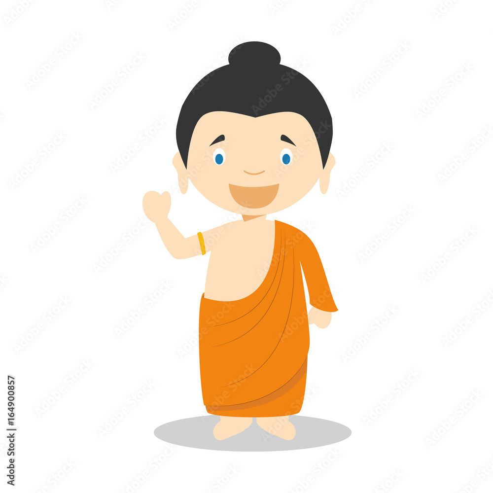 Siddhartha Gautama cartoon character. Vector Illustration. Kids History Collection. Siddhartha Gautama cartoon character. Vector Illustration. Kids History Collection.