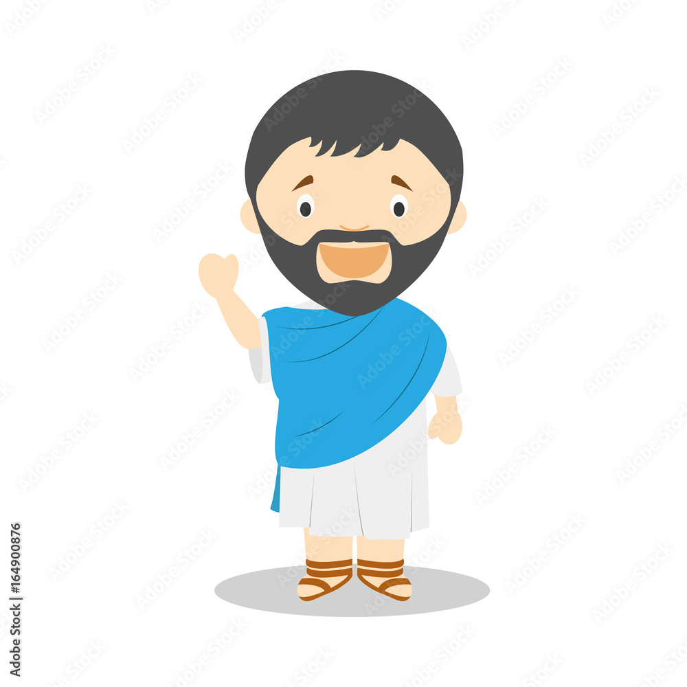 Thales of Miletus cartoon character. Vector Illustration. Kids History Collection. Thales of Miletus cartoon character. Vector Illustration. Kids History Collection.