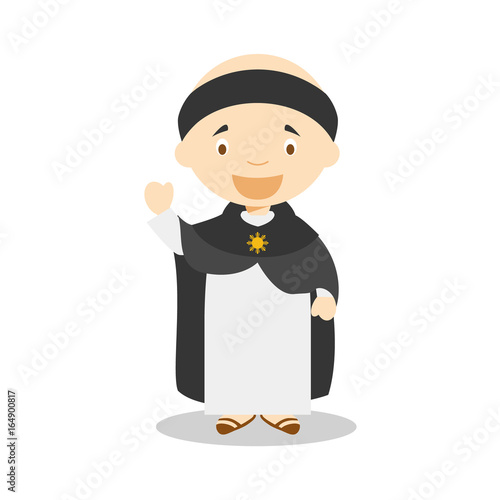 Saint Thomas of Aquino cartoon character. Vector Illustration. Kids History Collection.