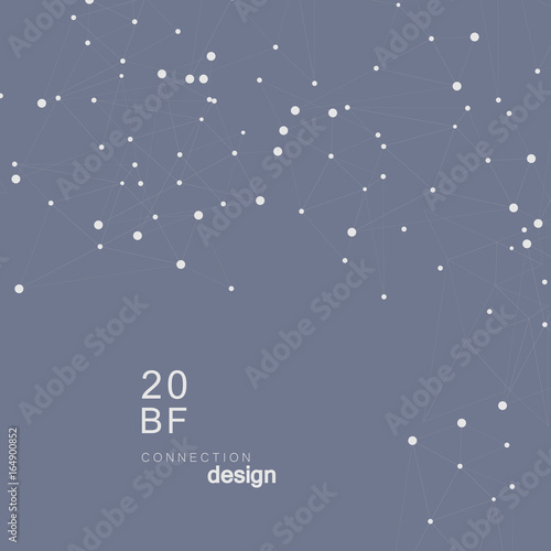 Abstract technology structure. Vector network polygonal space background with connecting dots and lines