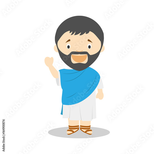 Thales of Miletus cartoon character. Vector Illustration. Kids History Collection.