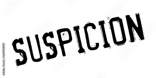 Suspicion rubber stamp. Grunge design with dust scratches. Effects can be easily removed for a clean, crisp look. Color is easily changed.