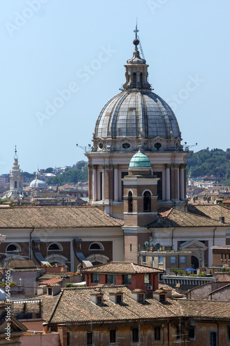 ROME, ITALY - JUNE 22, 2017: Amazing view to Fountain of Neptune at Piazza del Popolo in city of Rome, Italy