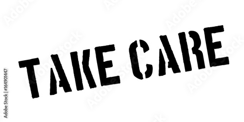 Take Care rubber stamp. Grunge design with dust scratches. Effects can be easily removed for a clean, crisp look. Color is easily changed.