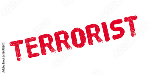 Terrorist rubber stamp. Grunge design with dust scratches. Effects can be easily removed for a clean, crisp look. Color is easily changed.