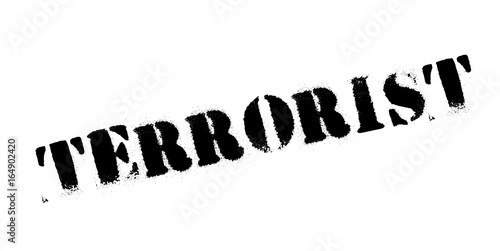 Terrorist rubber stamp isolated on white background