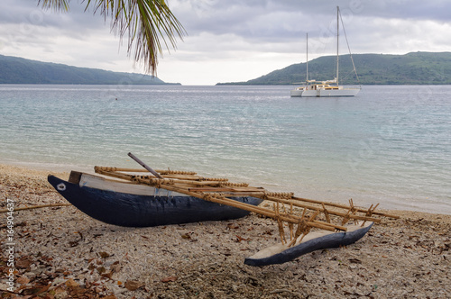 A typical outrigger canoe on Efate Island, Vanuatu photo