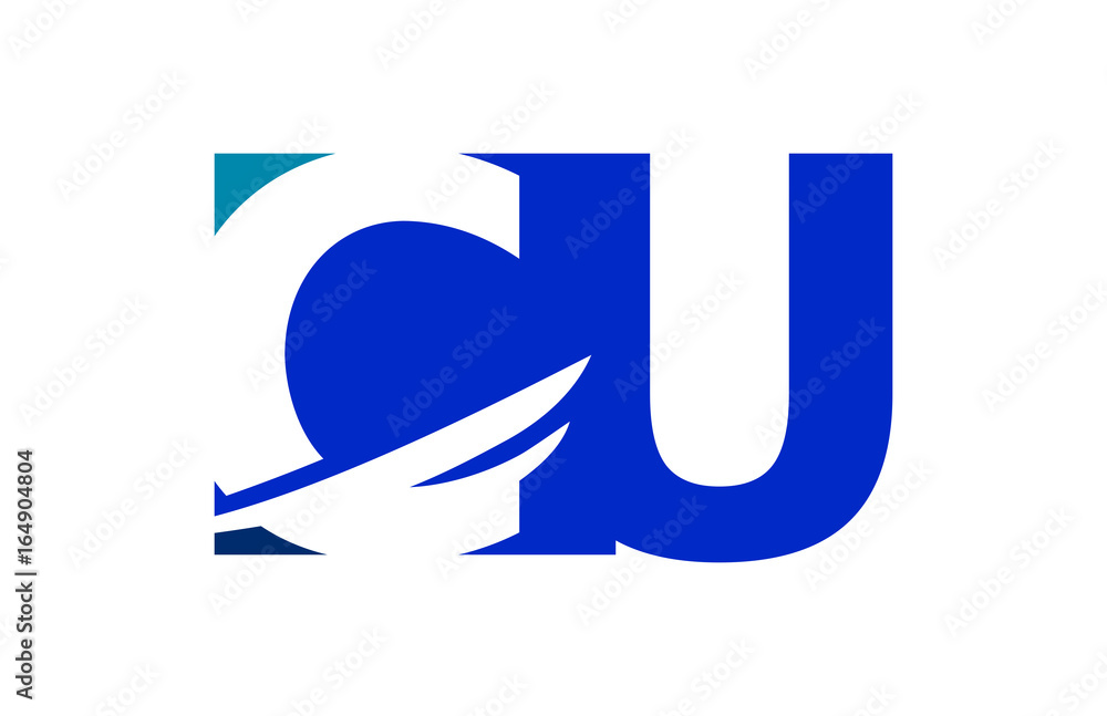 CU Negative Space Square Swoosh Letter Logo CU Negative Space Square Swoosh Letter Logo