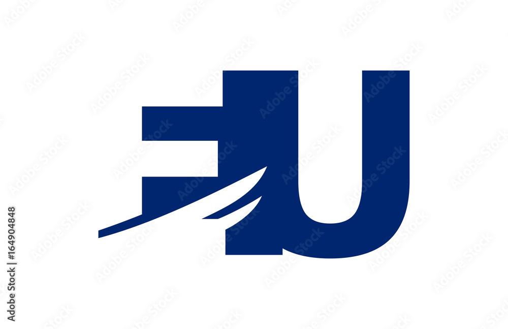 EU Negative Space Square Swoosh Letter Logo EU Negative Space Square Swoosh Letter Logo