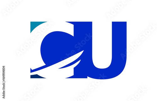 CU Negative Space Square Swoosh Letter Logo