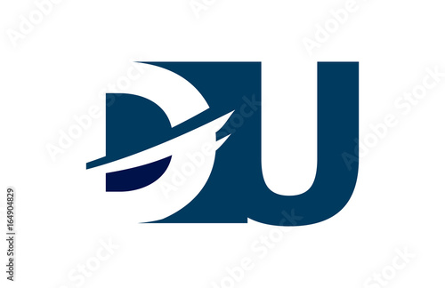 DU Negative Space Square Swoosh Letter Logo