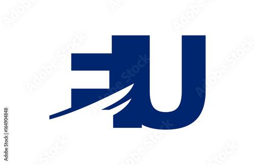 EU Negative Space Square Swoosh Letter Logo