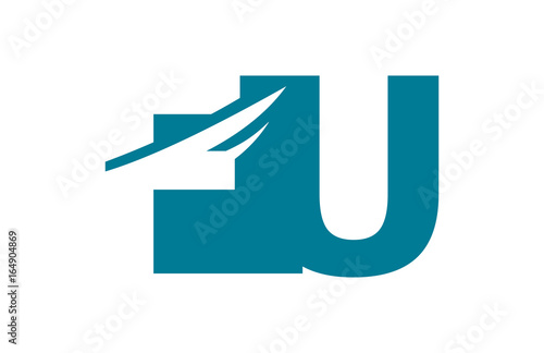 FU Negative Space Square Swoosh Letter Logo
