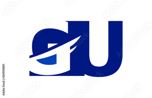 GU Negative Space Square Swoosh Letter Logo