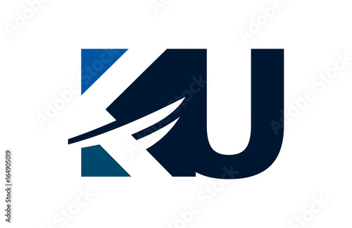 KU Negative Space Square Swoosh Letter Logo