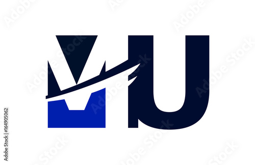 MU Negative Space Square Swoosh Letter Logo